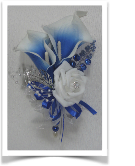 Cobalt Blue Corsage, pinn on corsage for weddings